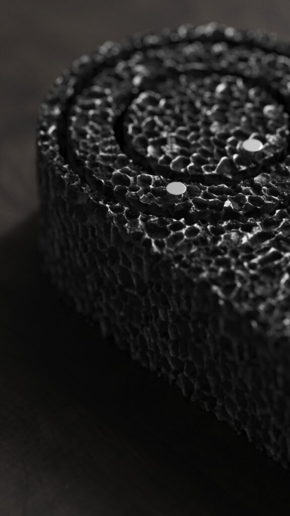 Closeup of From Foam to Dust Table clock showing texture and detail of the face